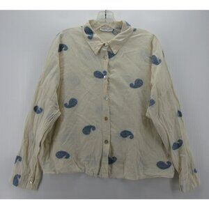Civico 51 Top Large Button Up Shirt Paisley Embroidered Crop Italy